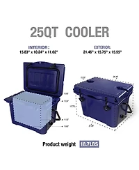 Clihome 25QT Portable Insulated Hard Cooler, 5-7 Day Ice Retention with Bottle Opener, Cup Holder and Ruler