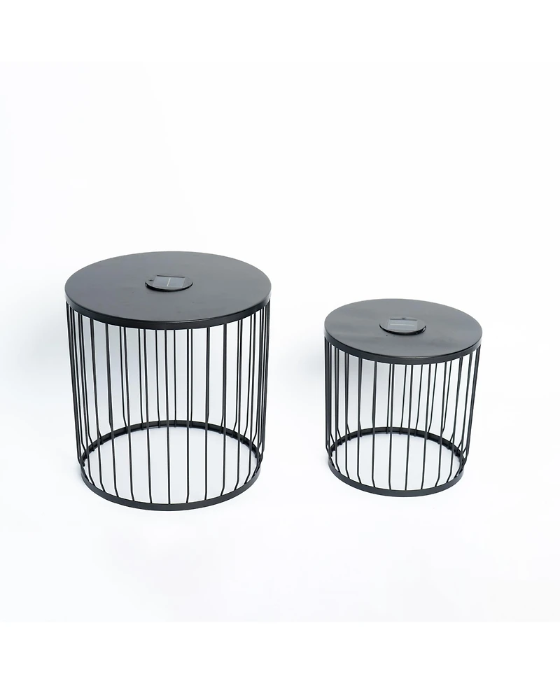Mondawe 2-Pack Solar Powered Nesting Side Tables with Led Lights