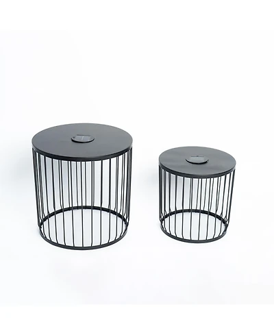 Mondawe 2-Pack Solar Powered Nesting Side Tables with Led Lights