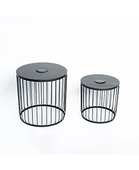 Mondawe 2-Pack Solar Powered Nesting Side Tables with Led Lights