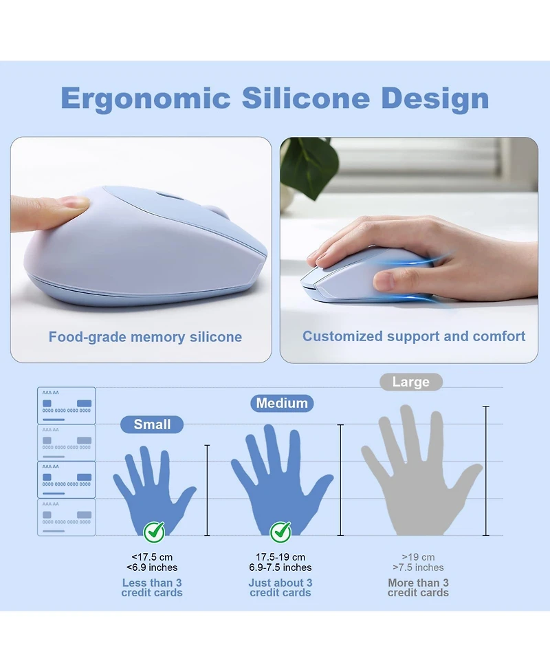 Lisen C2 Wireless Ergonomic Mouse for Laptops and Desktops