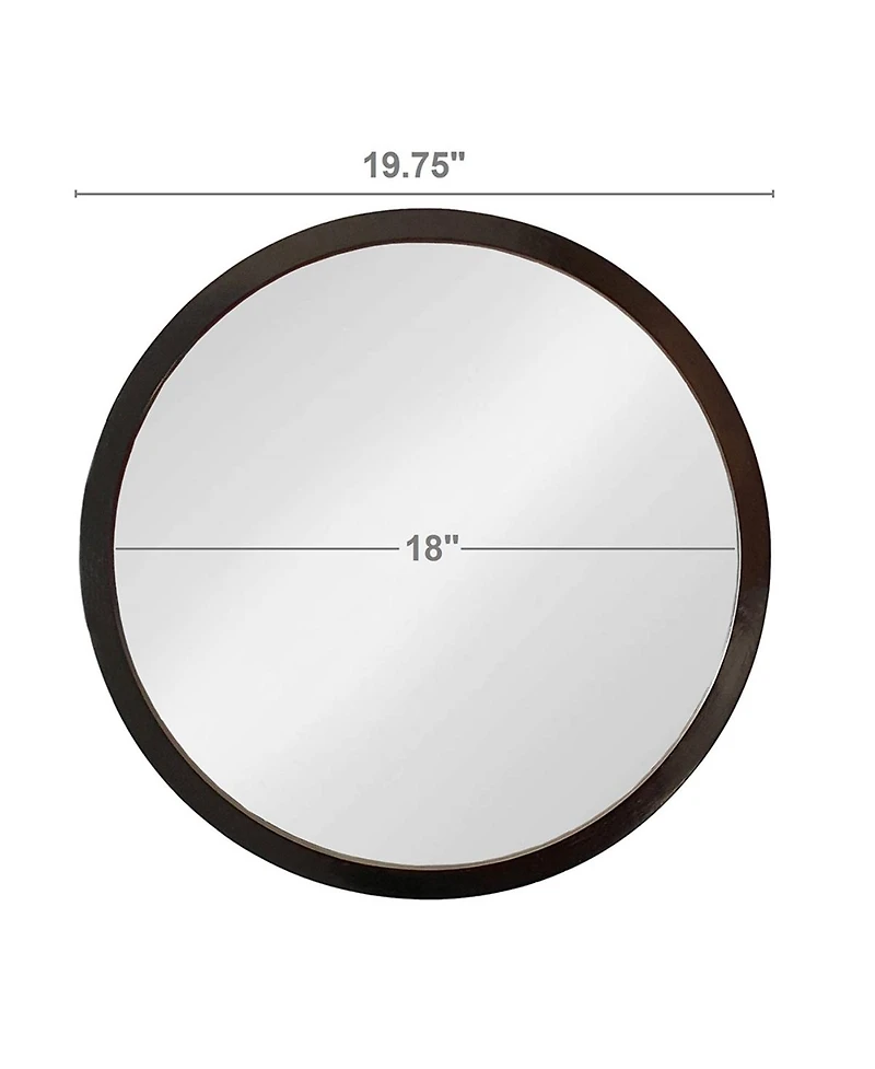 Laoties 20" Round Solid Mango Wood Wall Mirror, Mid-Century Modern Circle Decorative Frame Mirror for Entryway