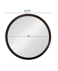 Laoties 20" Round Solid Mango Wood Wall Mirror, Mid-Century Modern Circle Decorative Frame Mirror for Entryway