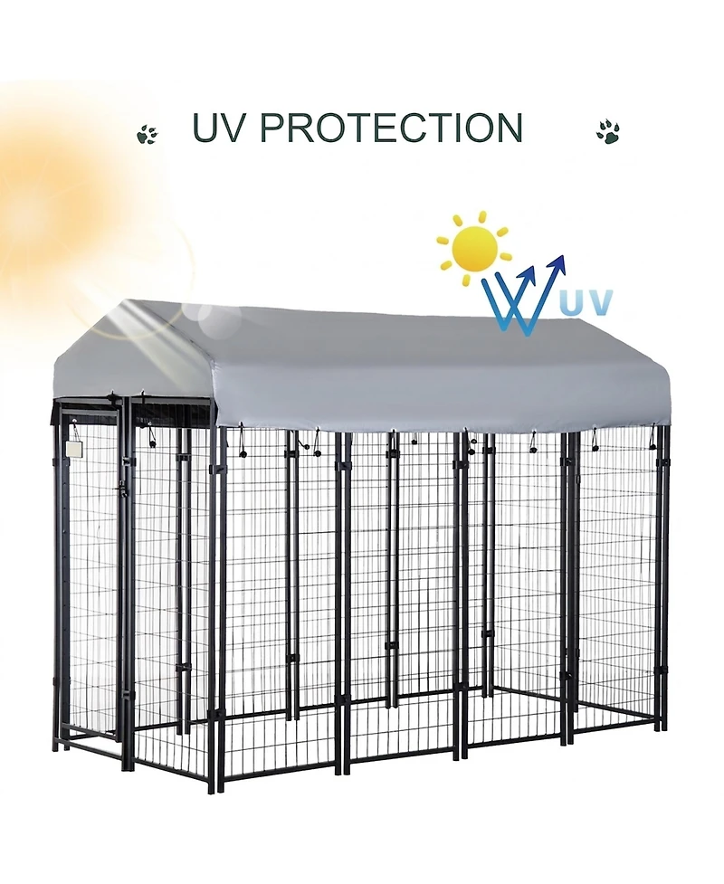 Ruie 8x4x6 ft Outdoor Dog Kennel with Waterproof Roof and Welded Wire Run