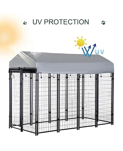 Ruie 8x4x6 ft Outdoor Dog Kennel with Waterproof Roof and Welded Wire Run