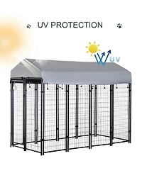 Ruie 8x4x6 ft Outdoor Dog Kennel with Waterproof Roof and Welded Wire Run