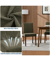 homfan Upholstered Dining Chairs Set of 2, Button Tufted Parsons with Wood Legs and Padded Seat, Modern Fabric