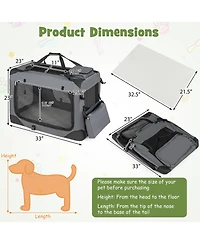 Ruie Foldable Soft-Sided Dog Travel Crate with Mesh Windows and 3 Doors