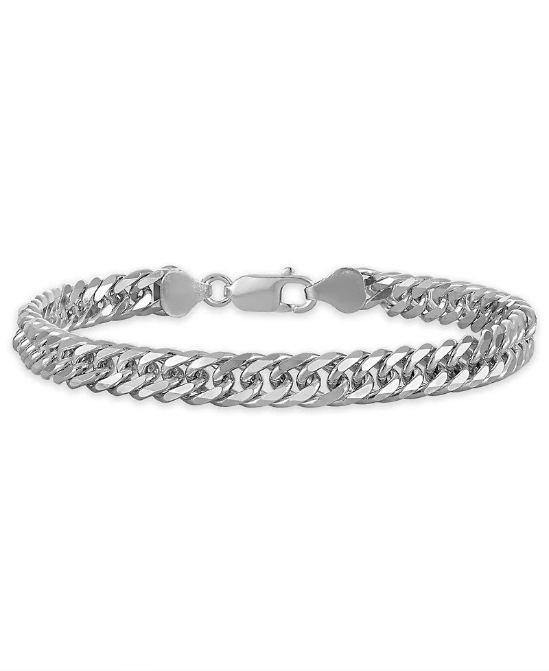 Macy's Men's Triple Bevel Curb Link Bracelet in Sterling Silver