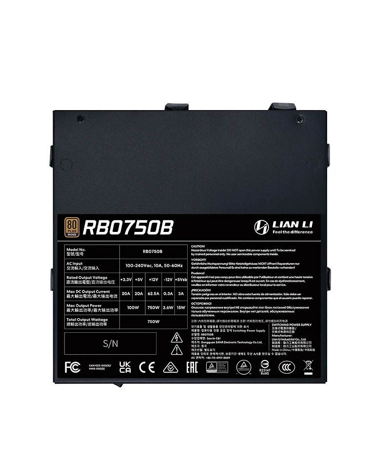 Lian-Li RB0750B 750W 80 Plus Bronze Atx Power Supply, Compatible with Atx Cases