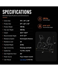 Fed Fitness RE3 Recumbent Exercise Bike Ultra Commercial Grade 24 Level Electromagnetic Resistance Bluetooth and Kinomap App Compatible