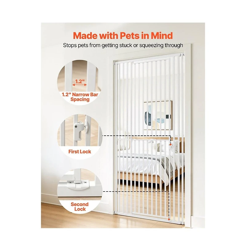 Ruie 78 in Extra Tall Pet Gate with Adjustable 28 to 34 in Width