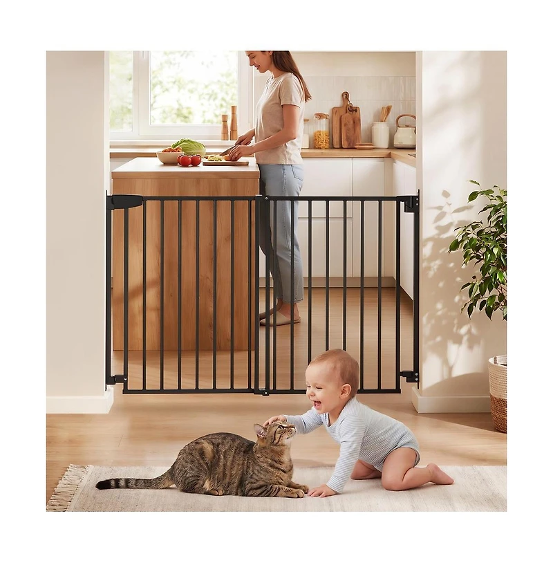 Hardware Mounted Dog Gate for Stairs 30 in High and 31 to 48 in Wide