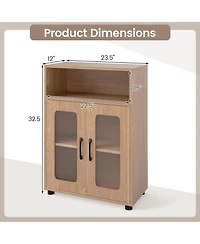 Gymax Bathroom Cabinet Freestanding with 2 Doors and 3-Level Adjustable Shelf