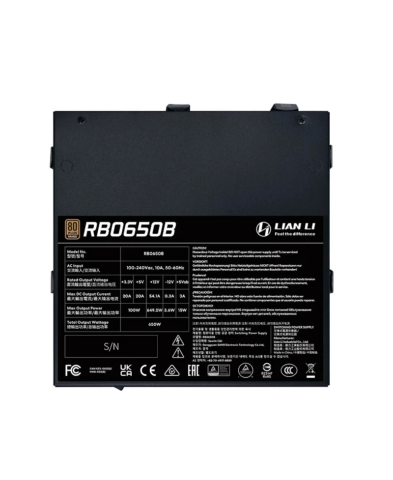 Lian-Li RB0650B 650W 80 Plus Bronze Certified Atx Power Supply Unit
