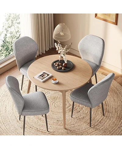 homfan Linen Dining Chairs Set of 4, Modern Fabric Upholstered Kitchen Side Chairs with Metal Pegs, For Kitchen, Dining Room, Living Room