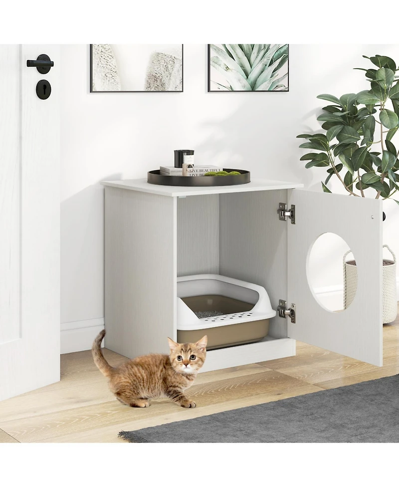Ruie Modern Cat Litter Box Enclosure Side Table with Openable Door