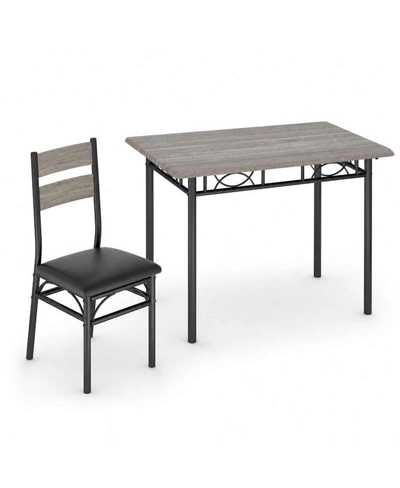 homfan 5-Piece Dining Set for 4 – Industrial Rectangular Table with 4 Upholstered Chairs, Sturdy Metal Frame for Kitchen and Apartment