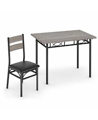 homfan 5-Piece Dining Set for 4 – Industrial Rectangular Table with 4 Upholstered Chairs, Sturdy Metal Frame for Kitchen and Apartment