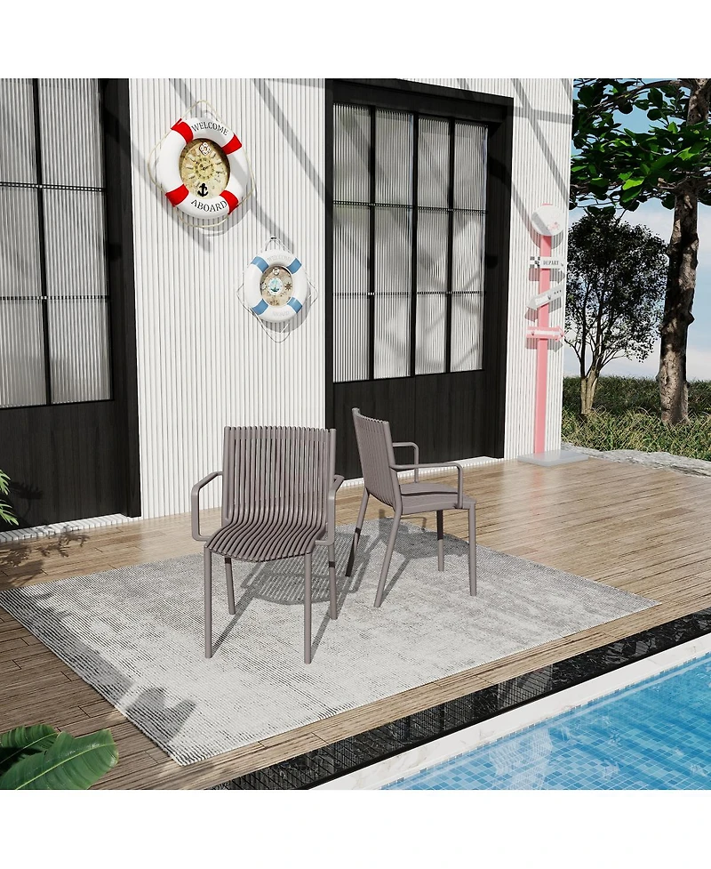 Streamdale Furniture Summer 4 Pieces Modern Stackable Plastic Armchairs, Ergonomic