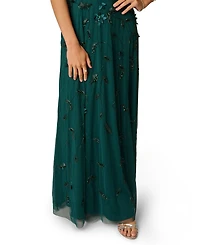 Adrianna Papell Women's One-Shoulder Beaded Ball Gown
