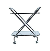 HomeRoots 26" Metal and Glass Rolling Bar Cart