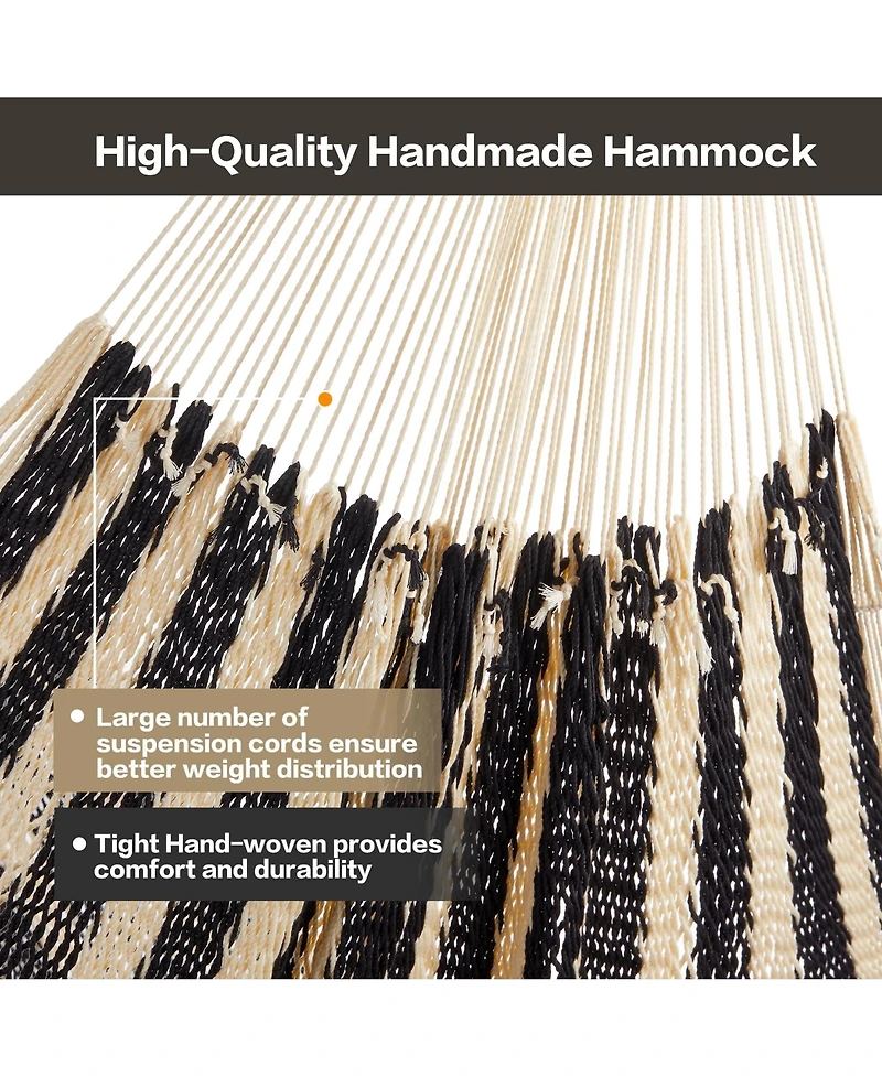 Piscifun Handwoven Mayan Double Hammock 10ft Tree Straps 550lbs Capacity Portable Outdoor Camping Beach with Carry Bag