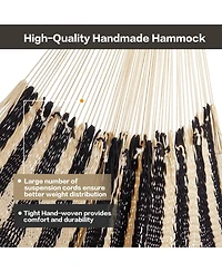 Piscifun Handwoven Mayan Double Hammock 10ft Tree Straps 550lbs Capacity Portable Outdoor Camping Beach with Carry Bag