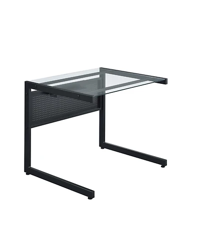 HomeRoots 33" Clear Glass and Stainless Steel Writing Desk