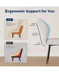 homfan Linen Dining Chairs Set of 4, Modern Fabric Upholstered Kitchen Side Chairs with Metal Pegs, For Living Room, Kitchen, Dining Room