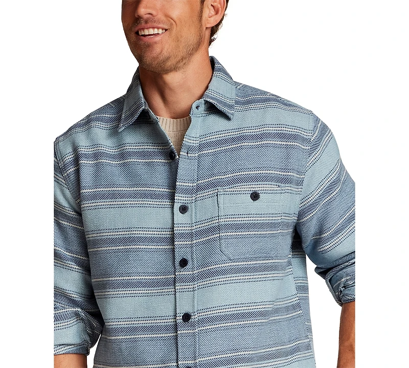Weatherproof Vintage Men's Stripe Twill Flannel Overshirt Jacket