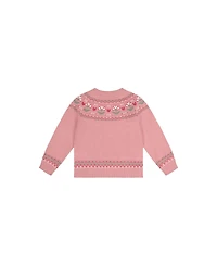 Deux par Deux Little Girls 6-12 Years Sweater with Flower Jacquard