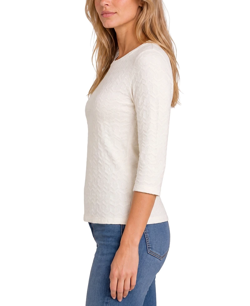 Liverpool Los Angeles Women's 3/4-Sleeve Crewneck Knit Top