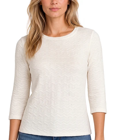 Liverpool Los Angeles Women's 3/4-Sleeve Crewneck Knit Top