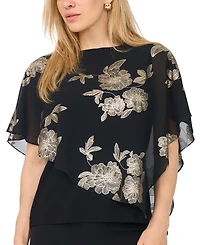 Msk Petite Printed Combo Overlay Top