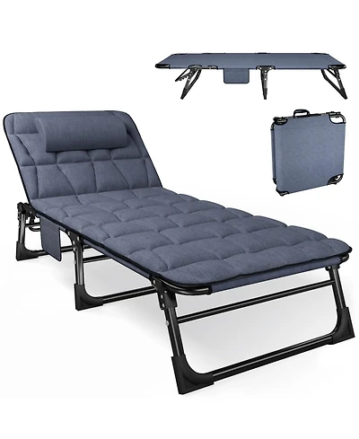 Piscifun Adjustable Folding Camping Lounger Bed With Padded Mattress Portable For Travel Garden Office