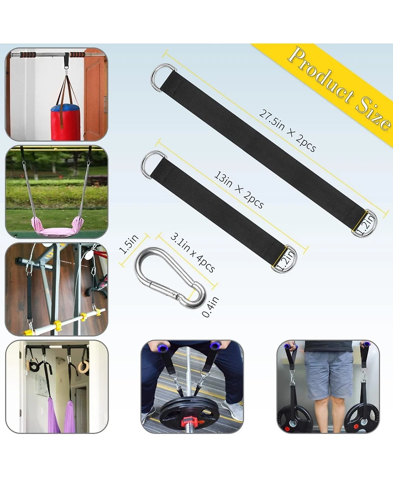 Piscifun 4 Short Straps Tree Swing Hanging Kit Heavy Duty Suspension For Hammock Fitness