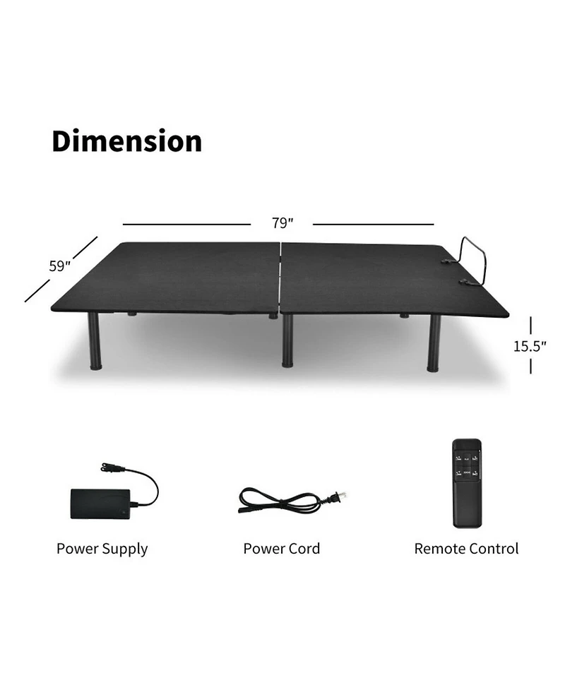 Gouun Queen Adjustable Bed Base Frame with Wireless Remote and Dual Usb Ports