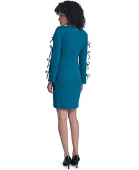 Karl Lagerfeld Paris Women's Scuba Crepe A Line with Bow Detail Short Dress
