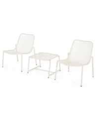 Asagikoiai 3-Piece Outdoor Metal Conversation Set with Iron Mesh Chairs and Table-Asagikoiai
