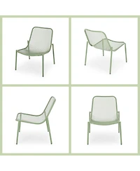 Asagikoiai 3-Piece Outdoor Metal Conversation Set with Iron Mesh Chairs and Table-Asagikoiai