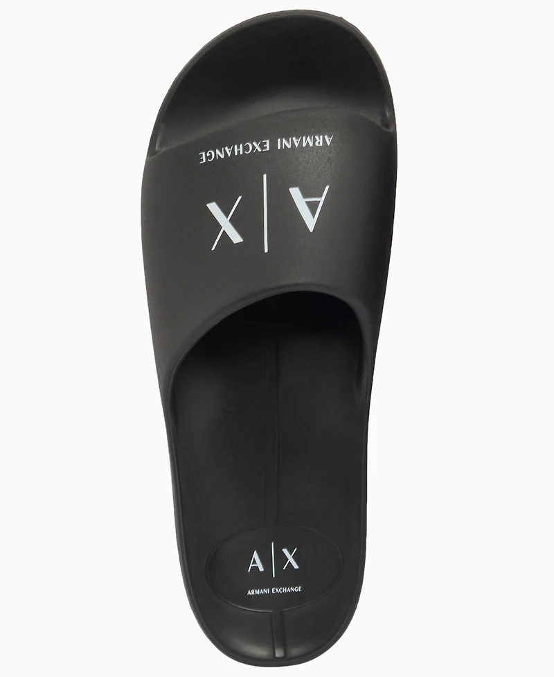 A|X Armani Exchange Men's Corporate Logo Bubble Slide Sandals