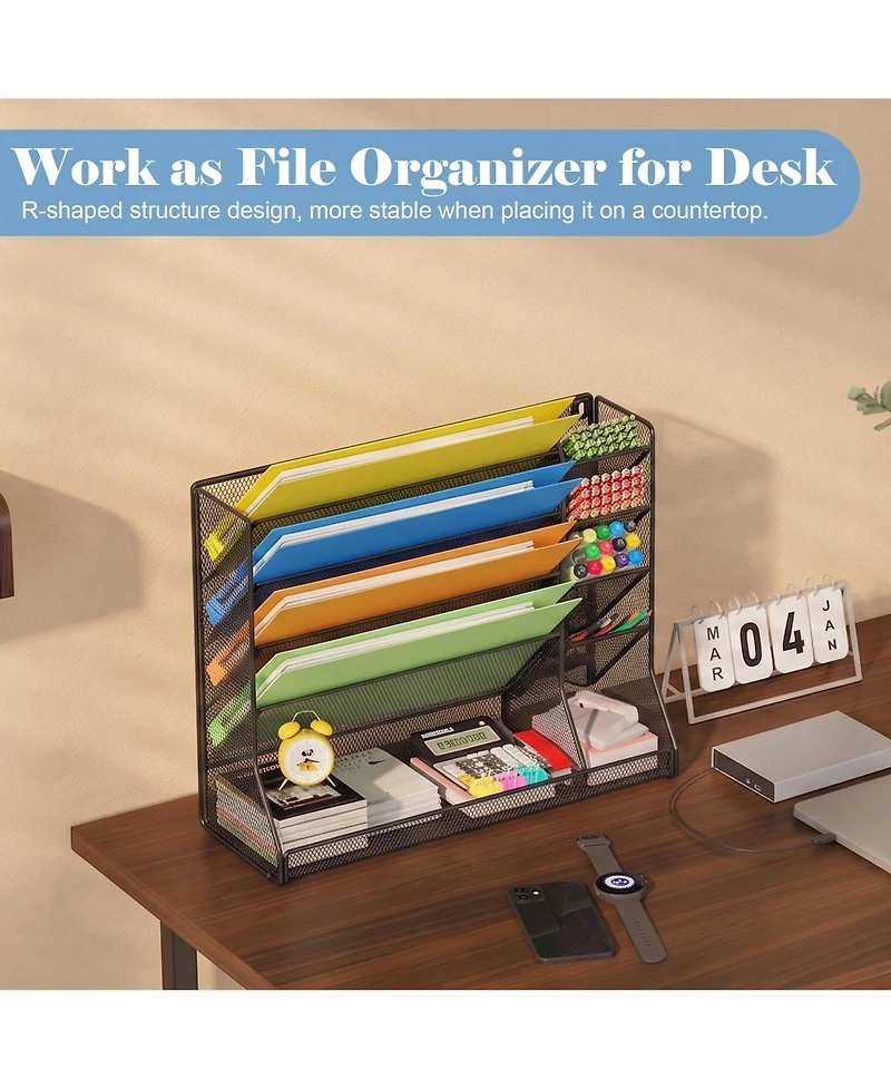 Danrong Metal Wall Desk File Organizer Adjustable Detachable Dividers