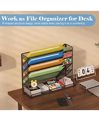 Danrong Metal Wall Desk File Organizer Adjustable Detachable Dividers