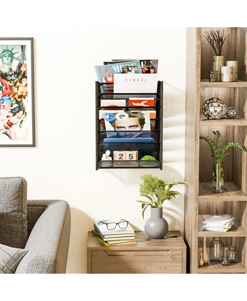 Danrong 7 Tier Dual Use Metal Wall Desktop File Organizer Rack