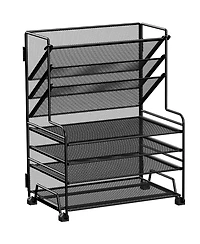 Danrong 4-Tier Document Tray and 3-Slot File Organizer - Metal Desktop Storage Rack