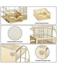 Danrong Mesh Metal Desk Organizer with Drawer Multi Compartment Storage