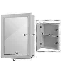 Gymax Mirrored Medicine Cabinet Wall-Mounted Bathroom Storage Organizer with Shelf
