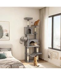 Ruie 80 Inch Multi Level Cat Tower with 2 Condos 2 Hammocks and 6 Sisal Scratching Posts