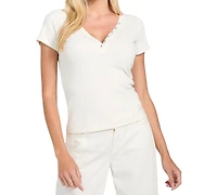 Guess Women's Henley Neck Short Sleeve Top